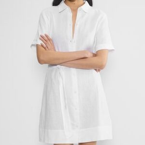Aritzia NWT White Eleta Organic Linen Mini Shirt Dress